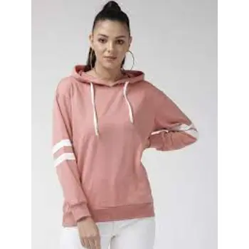 plusS Women Rose Solid Hooded Sweatshirt